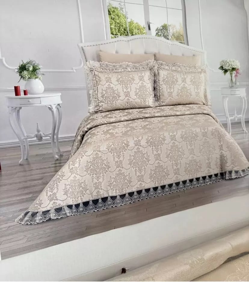 Şönil 3 Parça Çift Kişilik 255x265 cm Lüx Yatak Örtüsü Seti Çeyizlik Yatak Takımı