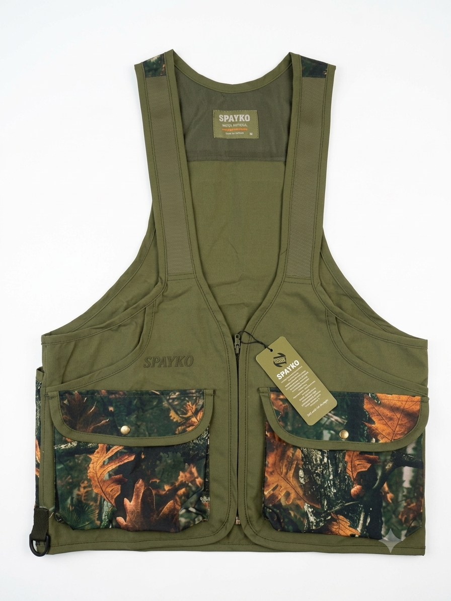 Spayko 643 Haki Doğa Askılı Avcı Yeleği - XL