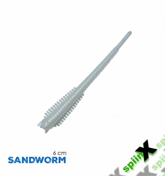 Spiinx Sandworm 6cm 18P Glow Pearl White Lrf Silikon Sahte Yem