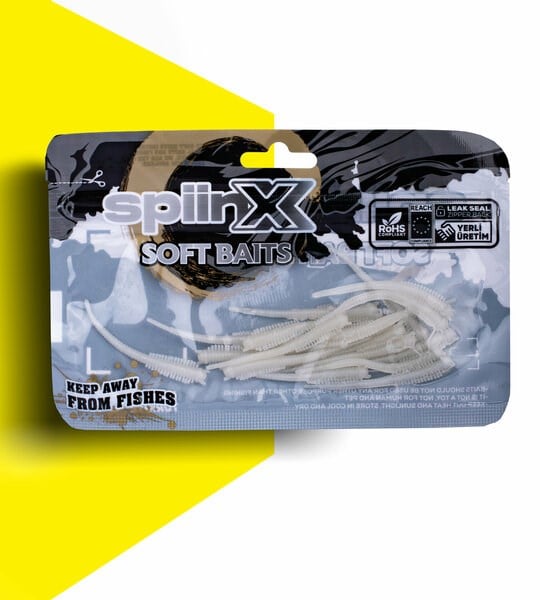 Spiinx Sandworm 6cm 18P Glow Pearl White Lrf Silikon Sahte Yem