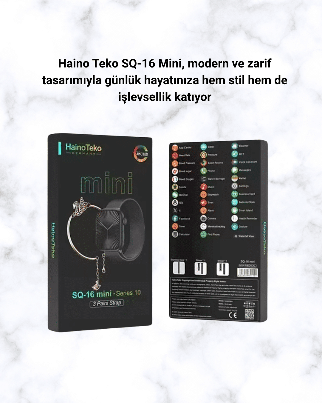 SQ-16 Mini Series 10 Akıllı Saat – 3 Kordon + Hediye Bileklik
