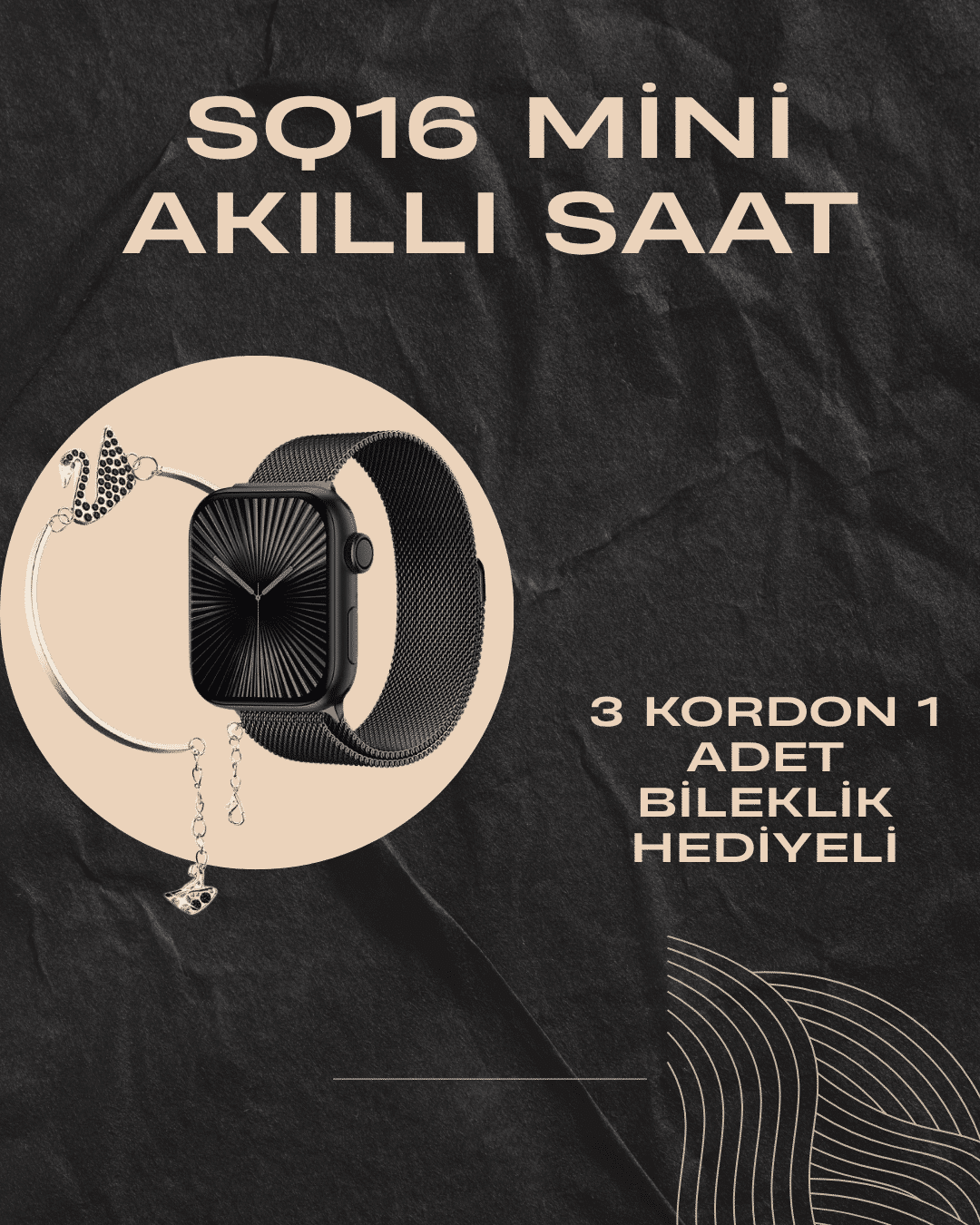 SQ-16 Mini Series 10 Akıllı Saat | Şık ve Hafif Tasarım, 3 Kordon Seçeneği