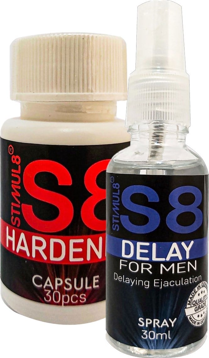 Stımul8 (S8) 30 ml Delaysprey + Erkek 3o Pcs Ekstra Erkek Destek Caps