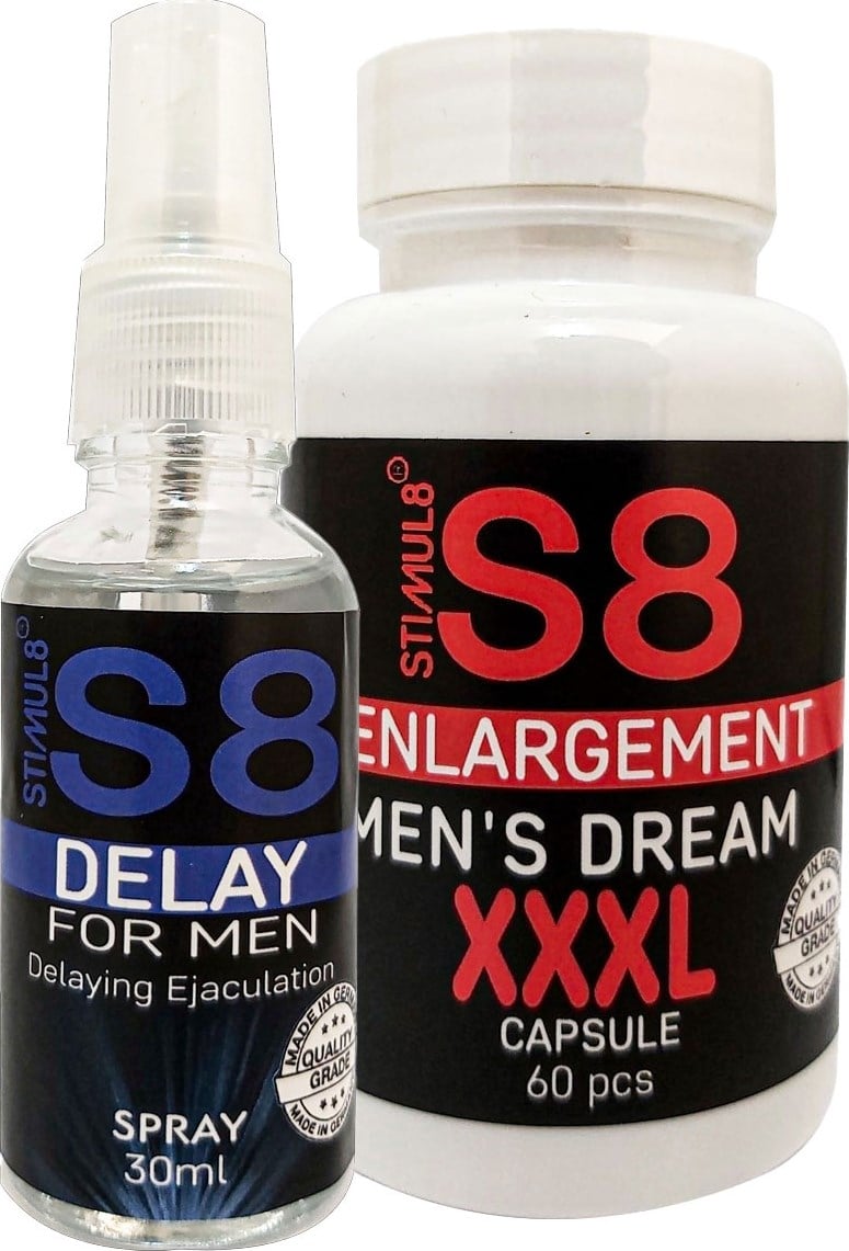 Stımul8 (S8) Erkekıere Özel DELAY30 Mlsprey + Özel Xxxlşekillendirme 60 Lı Caps En Boy Ebat