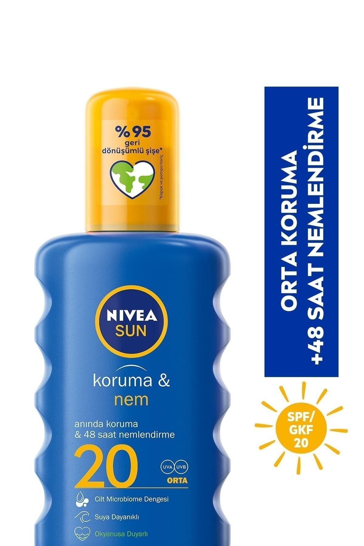 Sun Güneş Koruyucu Krem & GKF+20 Uva+uvb Suya Dayanikli Ve Bronzluk Artirici 200ML