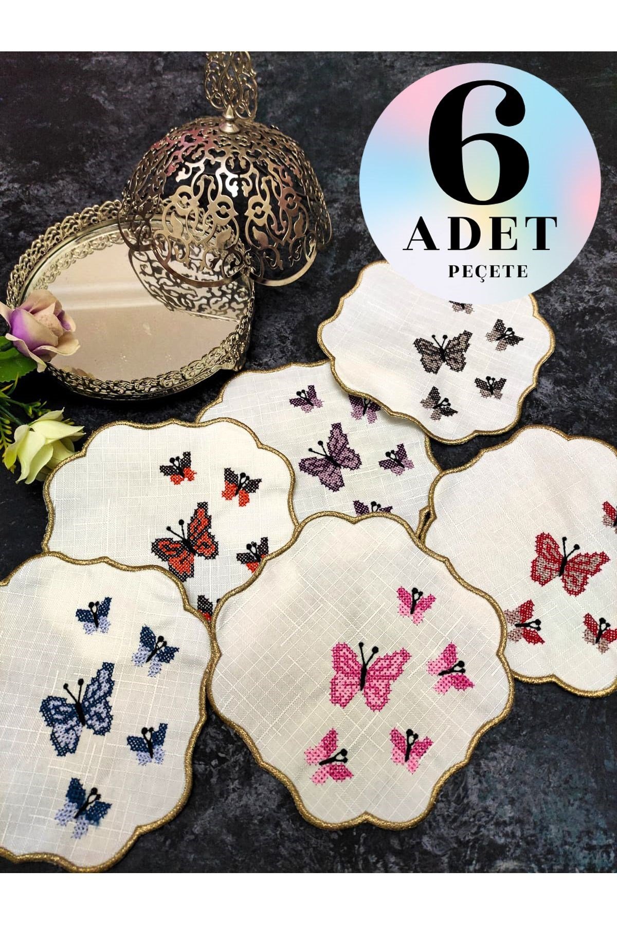 Sunumluk Peçete, Kokteyl Peçetesi, Kahve Yanı Sunumluk, Bardak Altlığı 6 Adet Sunum Peçetesi