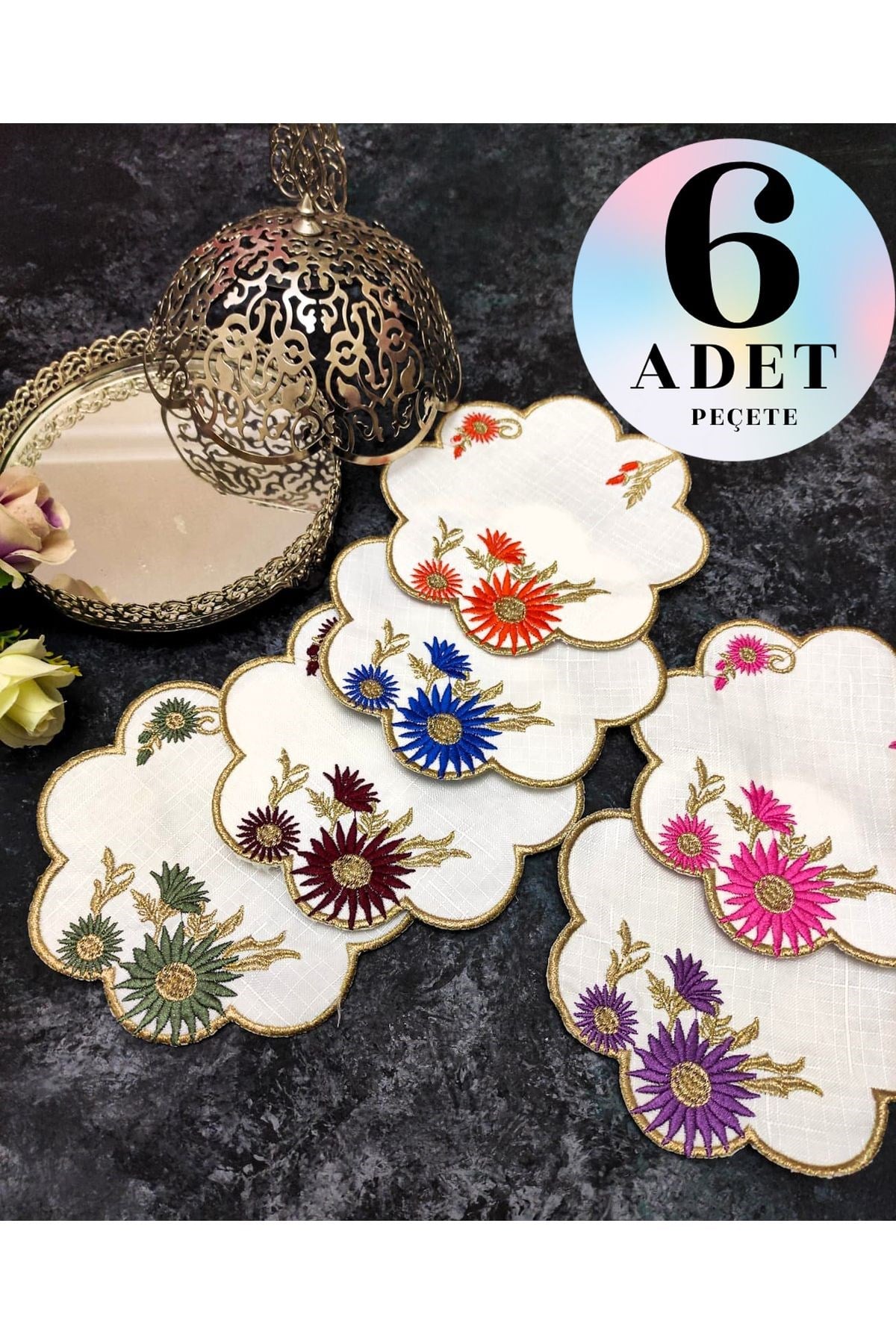 Sunumluk Peçete, Kokteyl Peçetesi, Kahve Yanı Sunumluk, Bardak Altlığı 6 Adet Sunum Peçetesi