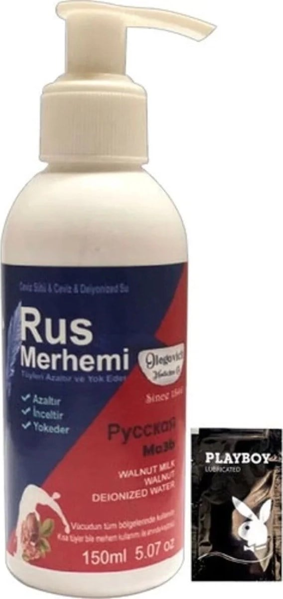 Süper Playboy Blue 150 ml Cevizli & Ceviz Sütlü Rus Merhemi Tüylere Krem + Yanında Jel