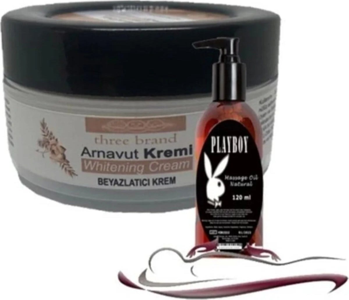 Süper Playboy Three Brand Whitening Cream 4 Adet Arnavut Kremi 50ML  Kremi ile 120ML Masaj Yağı