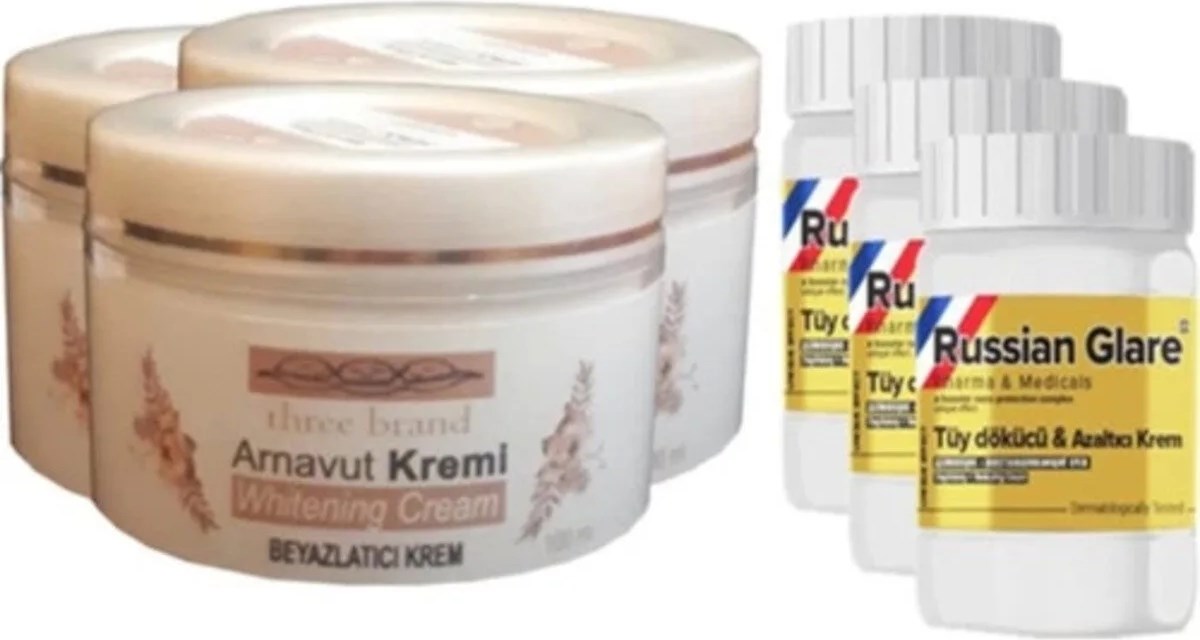 Süper Three Brand 100 ml Arnavut  Kremi 3 Adet + Russıan Glare Tüy Dökücü Merhem 50 ml 3 Ad