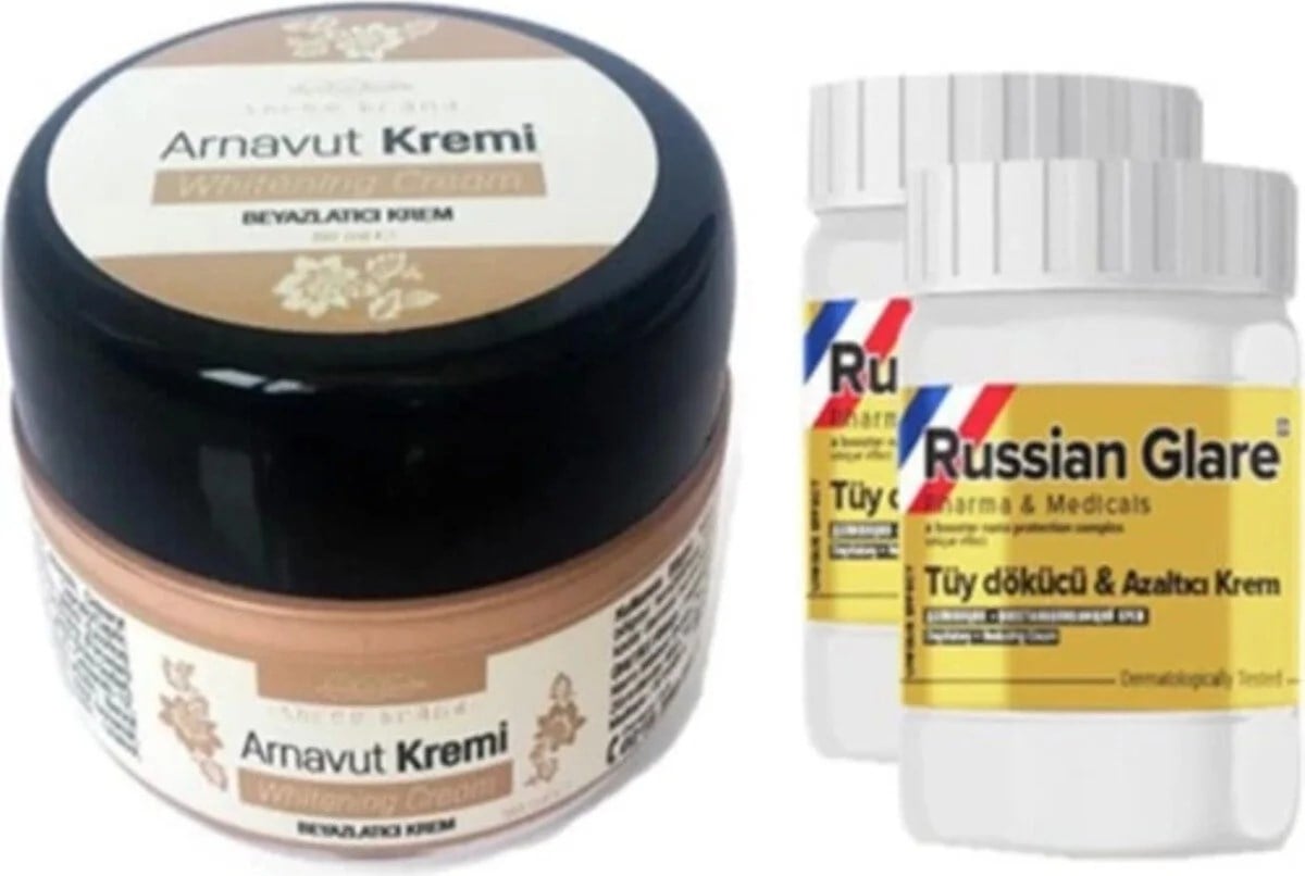Süper Three Brand 50 ml Arnavut  Kremi 1 Ad + Russıan Glare Tüy Dökücü Merhem 50 ml 2 Ad