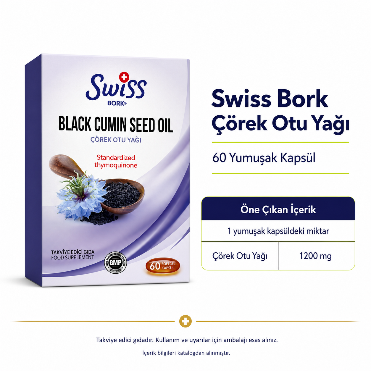Swiss Bork Black Cumin Seed Oil Çörek Otu Yağı 60 Yumuşak Kapsül
