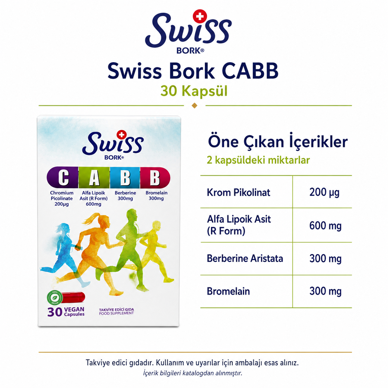 Swiss Bork CABB Krom ve Bitkisel Bileşen Kompleksi 30 Kapsül