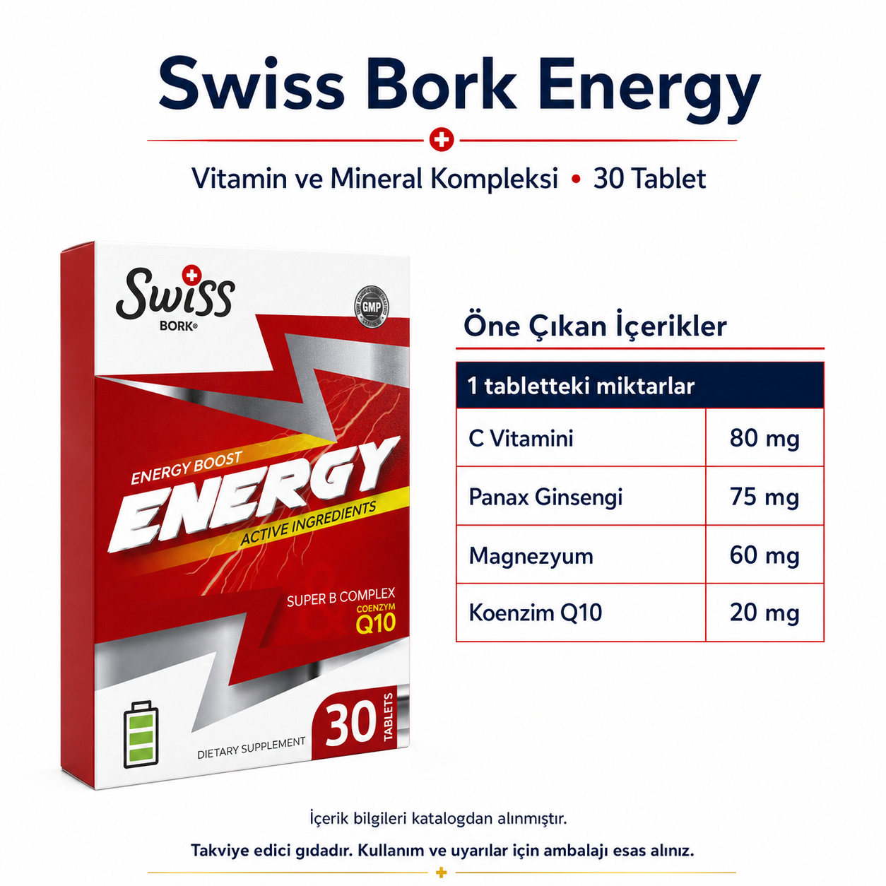 Swiss Bork Energy Vitamin ve Mineral Kompleksi 30 Tablet