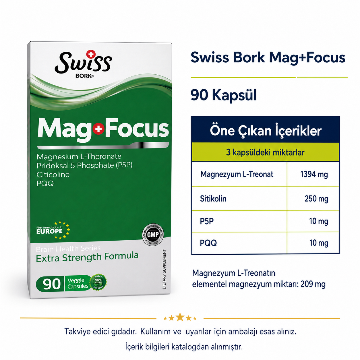 Swiss Bork Mag+Focus Magnezyum Kompleksi 90 Kapsül