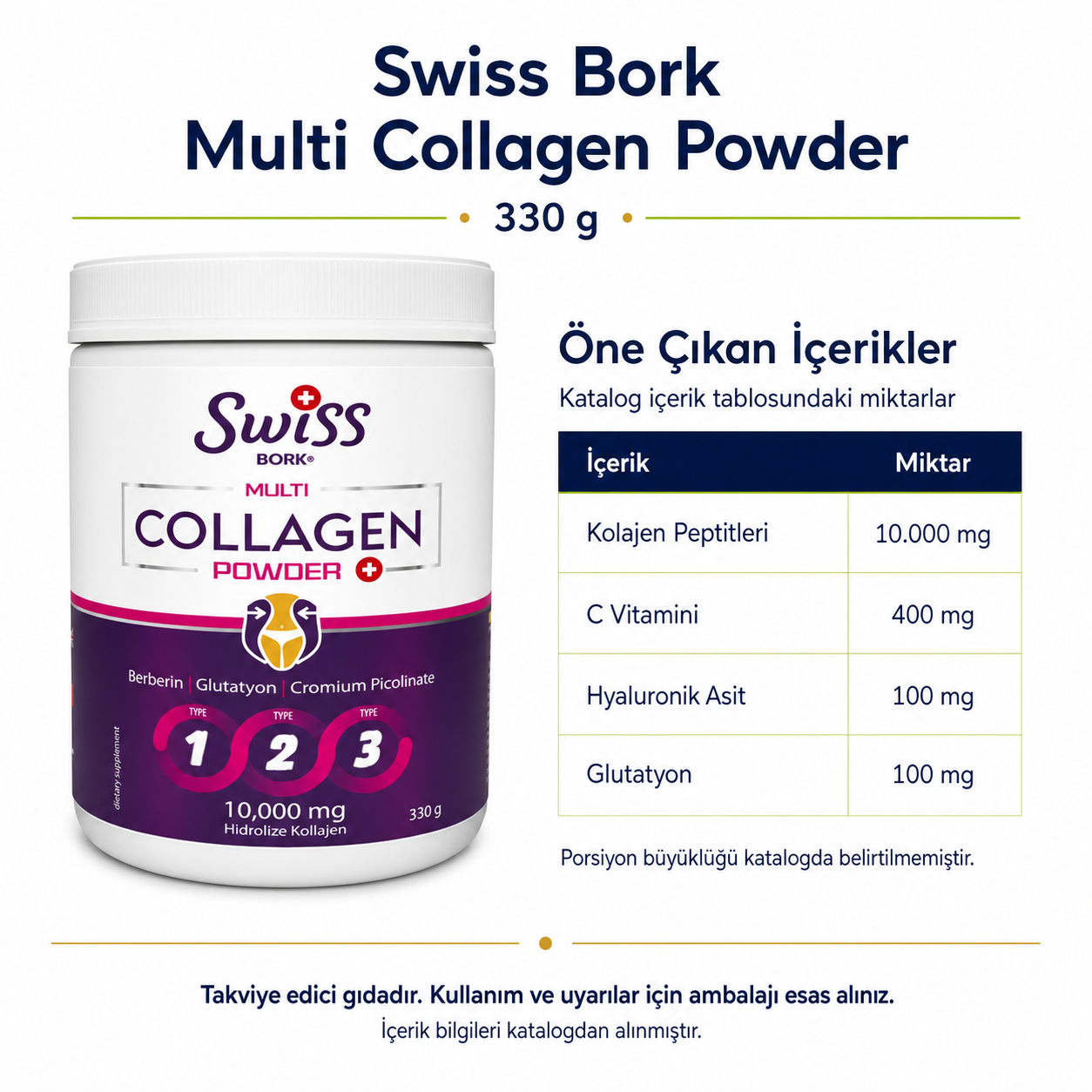 Swiss Bork Multi Collagen Powder Kolajen Tozu 330 g