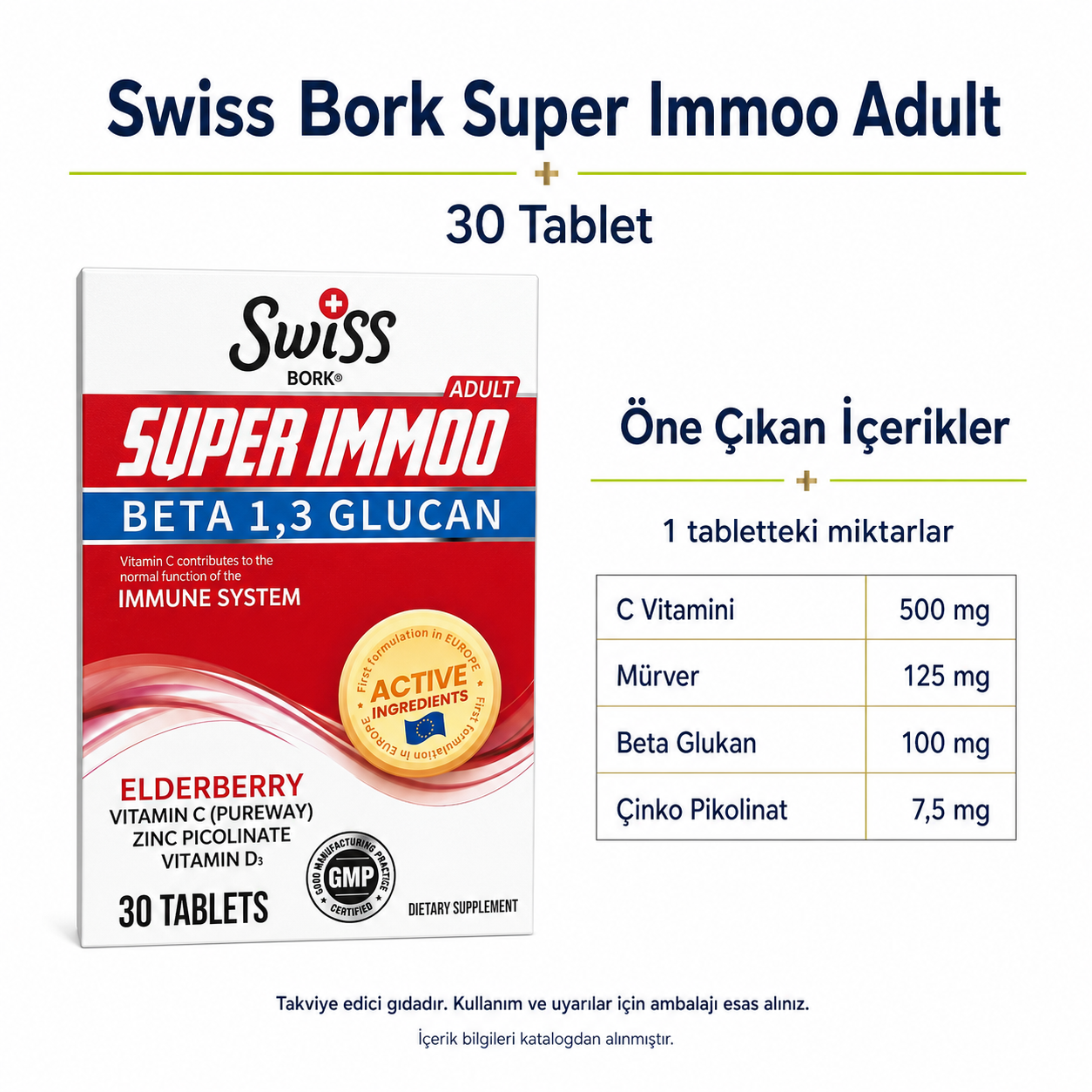 Swiss Bork Super Immoo Adult Beta Glukan 30 Tablet