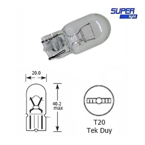 T20 Dipsiz Turuncu Park Ampulü Çift Duy WY21 12v 21W 1 Adet