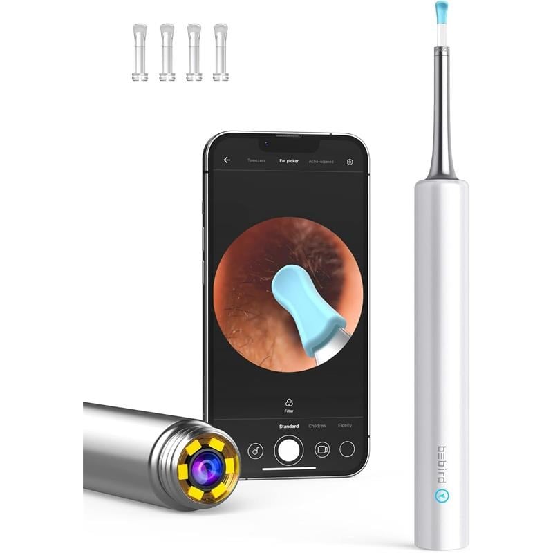 T5 3MP KAMERA 3.5MM LENS ŞARJLI WIFI GÖRÜNTÜLÜ KULAK TEMİZLEYİCİ BEYAZ RENK