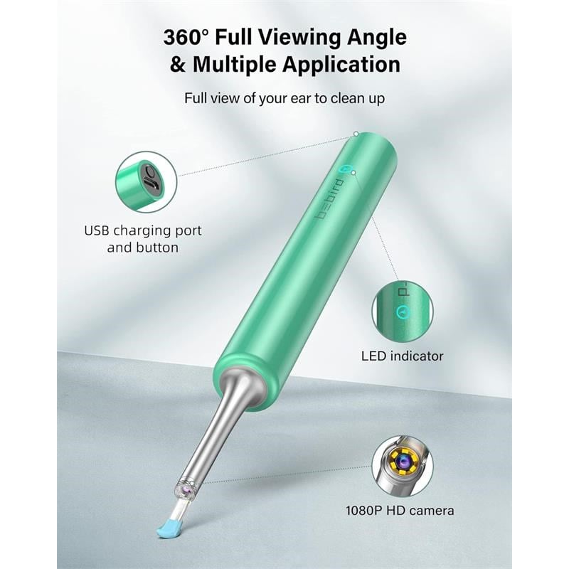 T5 3MP KAMERA 3.5MM LENS ŞARJLI WIFI GÖRÜNTÜLÜ KULAK TEMİZLEYİCİ YEŞİL RENK