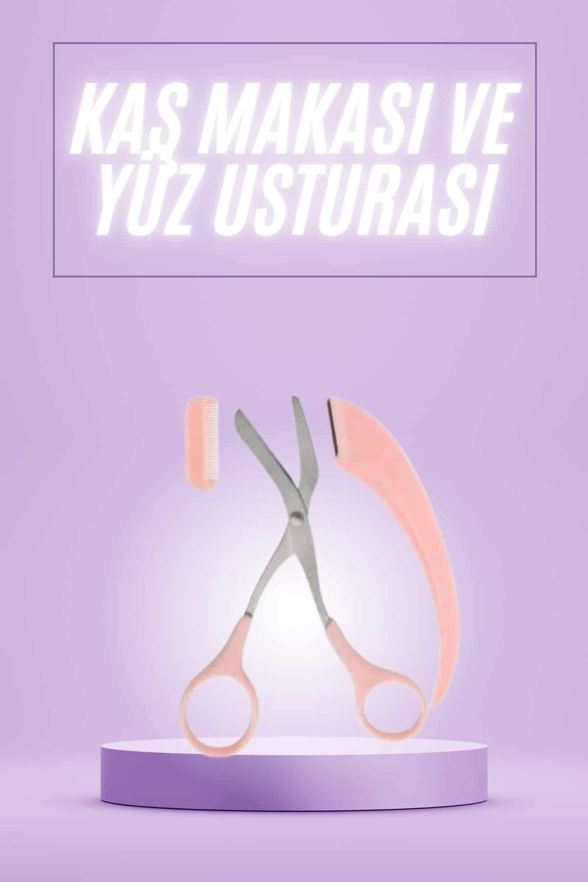 Taraklı Kaş Makası ve Ustura Seti Kaş Düzeltme Makası Kaş Bıyık Alma Aleti