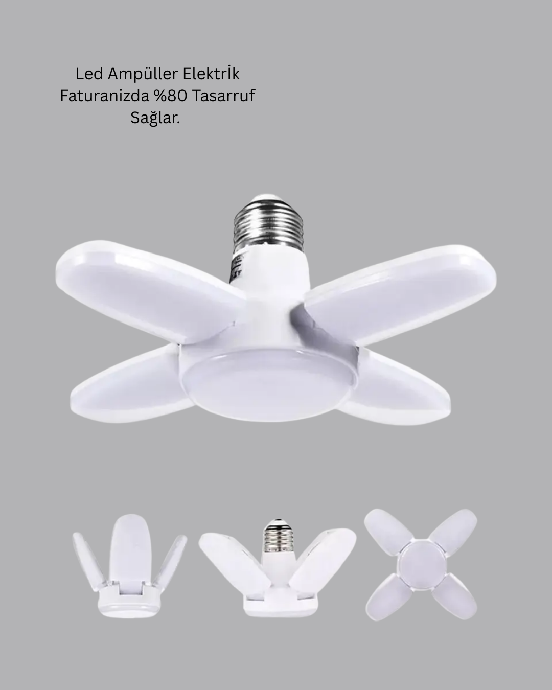 Tasarruflu Pervane LED Ampül 4 Kollu 60 Watt Geniş Alan Aydınlatma