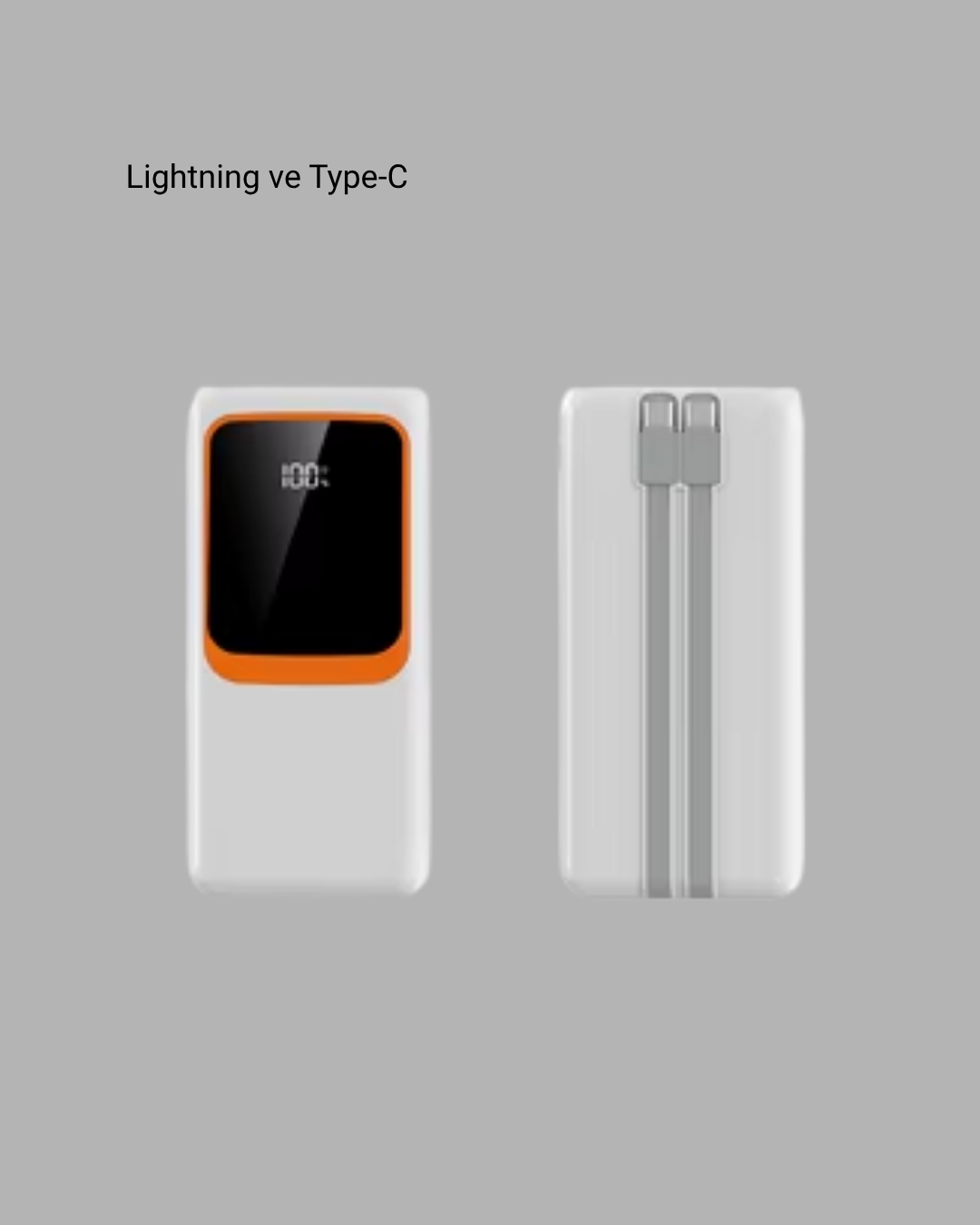 Taşınabilir 10000 mAh Powerbank Dijital Göstergeli, Type-C ve USB Çıkışlı