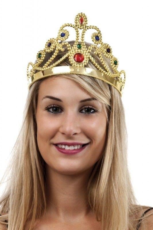 Taşlı Altın Renk Prenses Tacı ve Kırmızı Kraliyet Prenses Asası