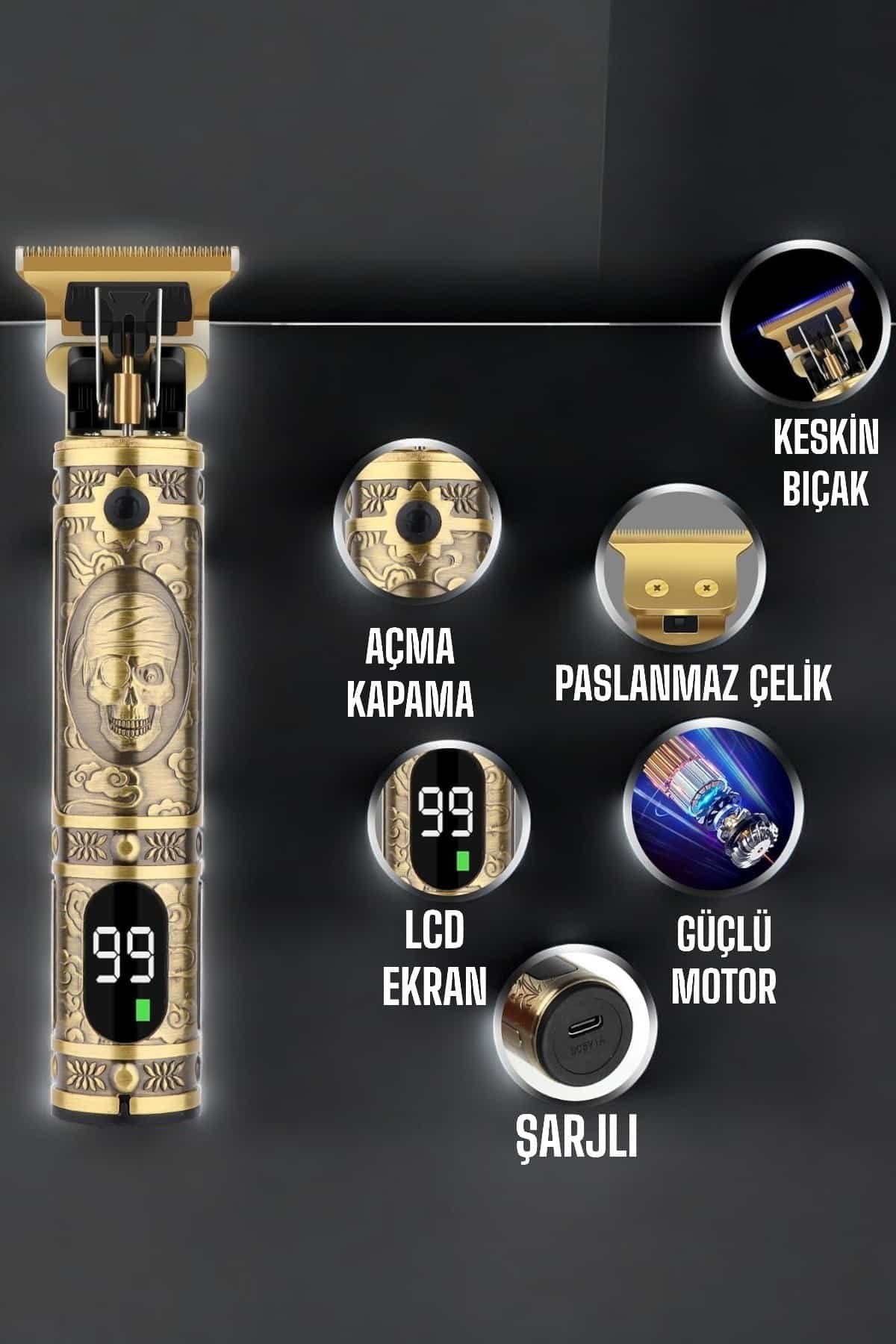 Tıraş Makinesi Çizik Tıraş Paslanmaz Çelik Uzun Ömürlü Şarjlı