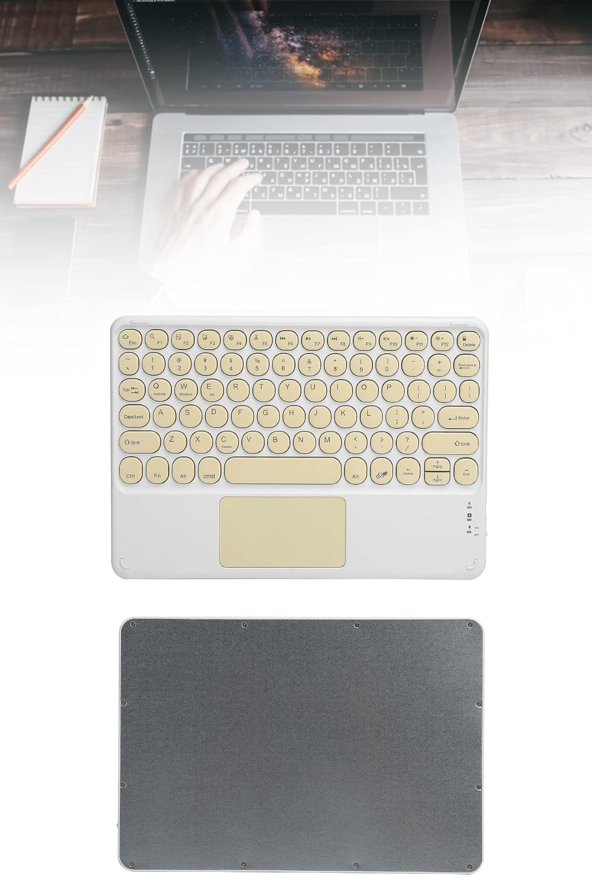 Touchpad Tüm Cihazlara Uyumlu Bluetooth Klavye Touchpad Slim Kablosuz Wifi Q Klavye