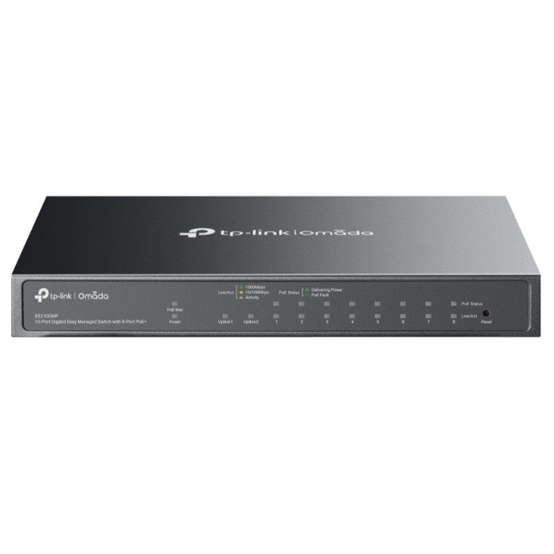 TP-LINK OMADA ES210GMP 8 PORT GIGABIT POE + 2 PORT RJ45/1 PORT SFP COMBO CLOUD YÖNETİLEBİLİR 123W METAL KASA SWITCH