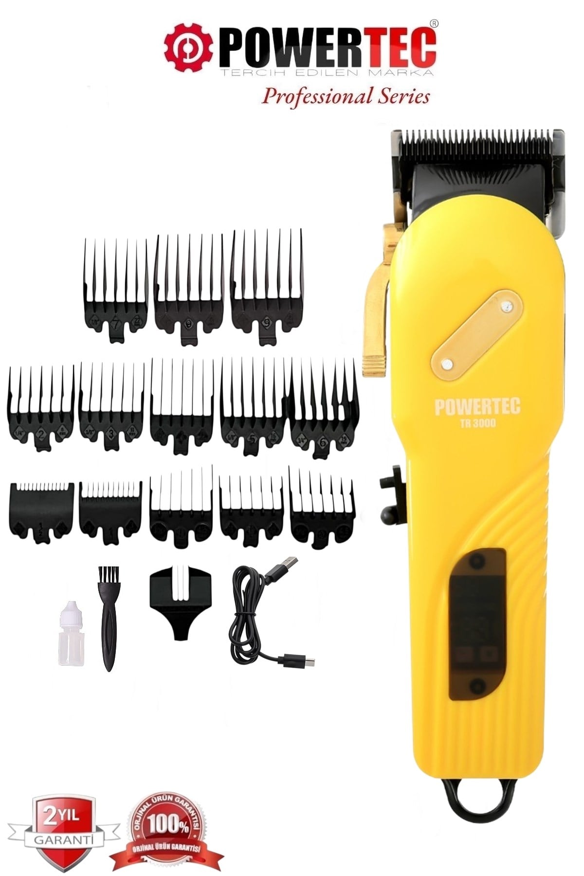 TR-4800 Tam Profesyonel 9.000rpm 8 Kademeli Saç-Sakal Kesim Makinesi +Yedek Seramik Bıçak Seti