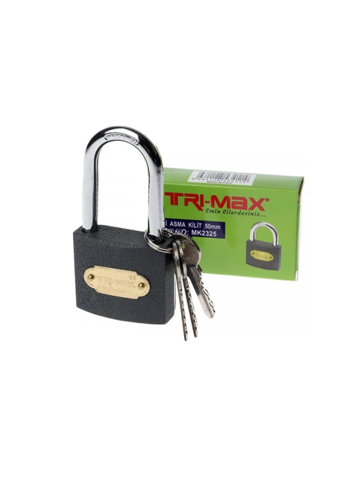 Tri-max Gri Döküm Uzun Asma Kilit 25 mm