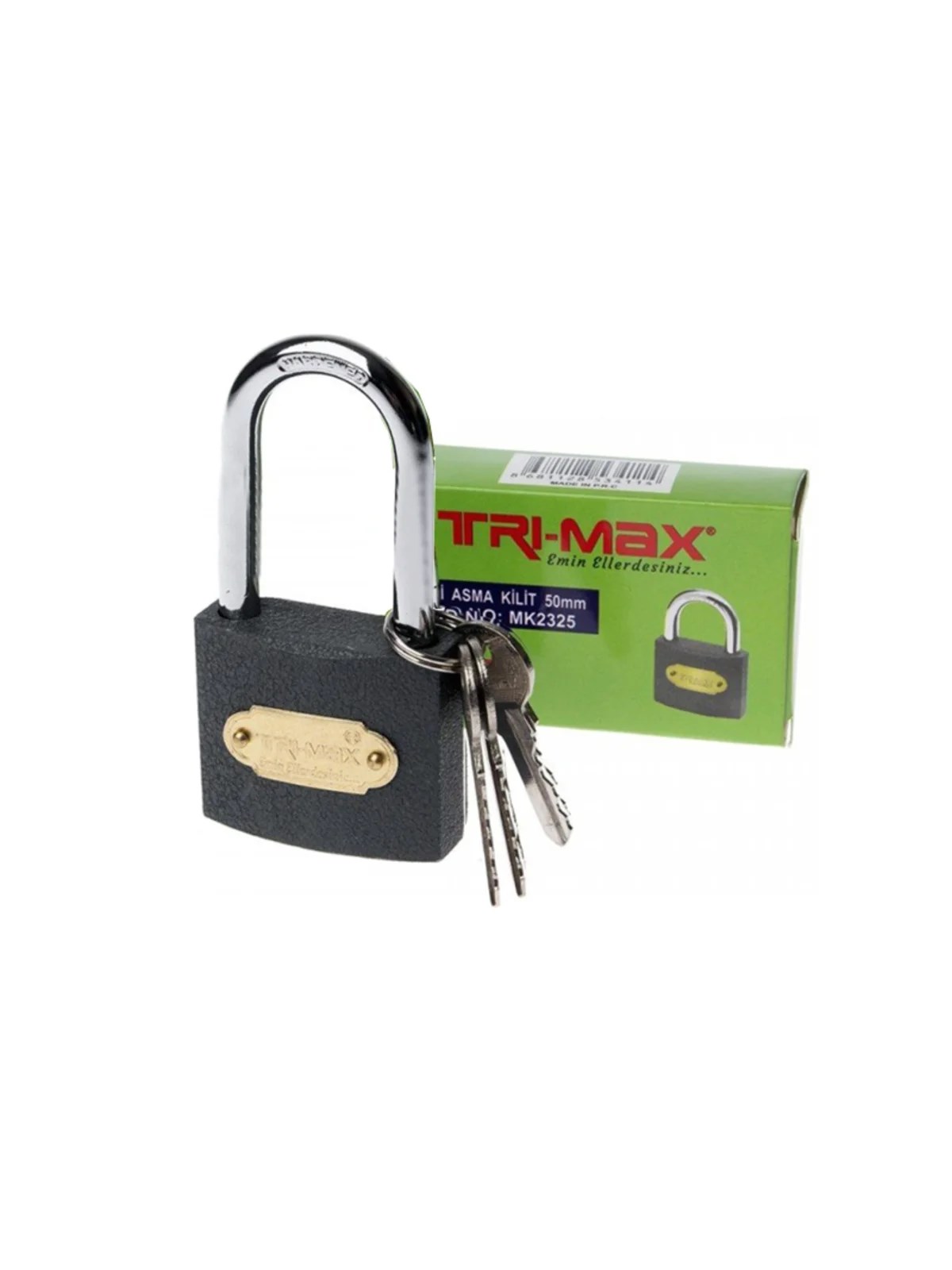 Tri-max Gri Döküm Uzun Asma Kilit 38 mm