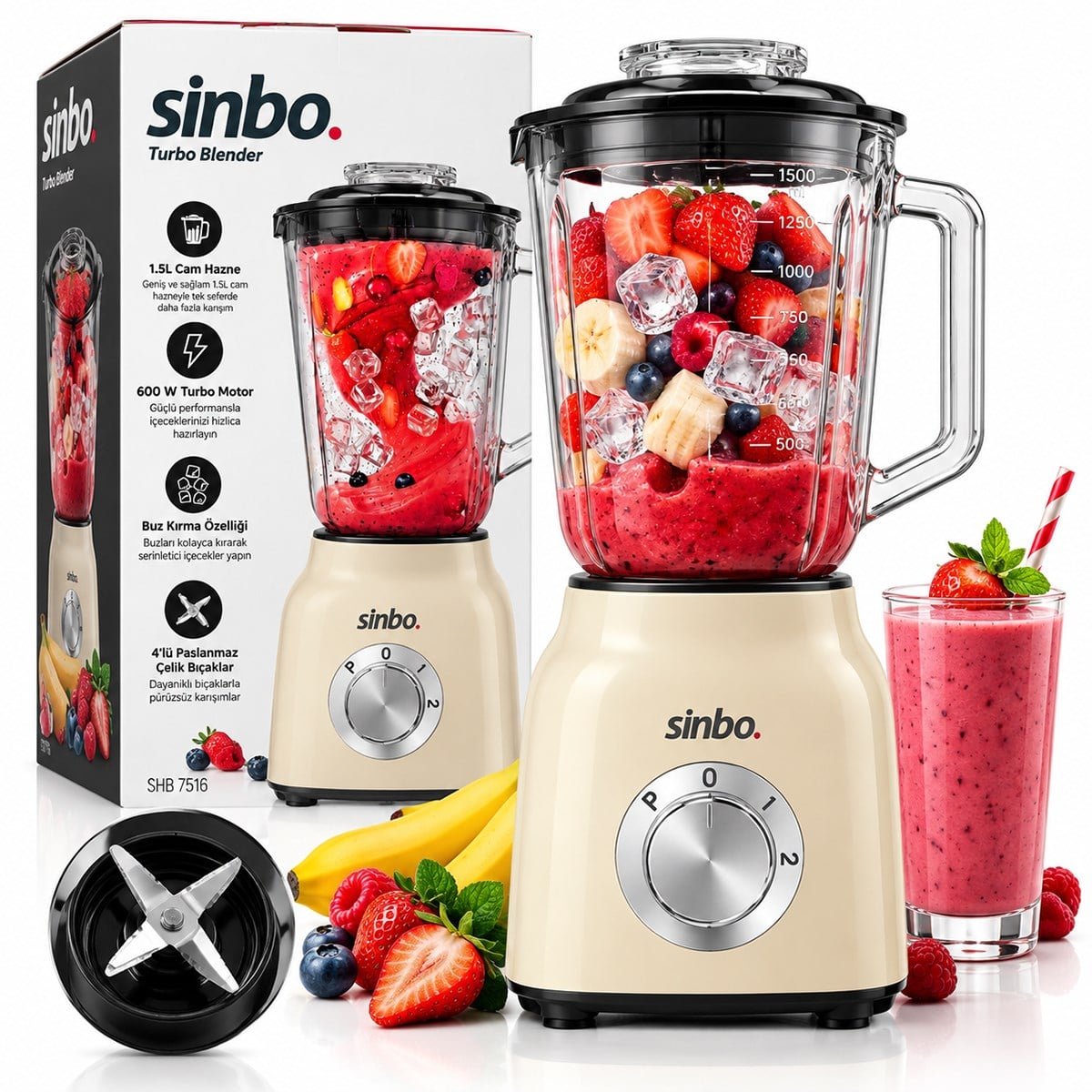 Turbo El Blender Seti (600W) - Doğrayıcı & Mikser & Blender