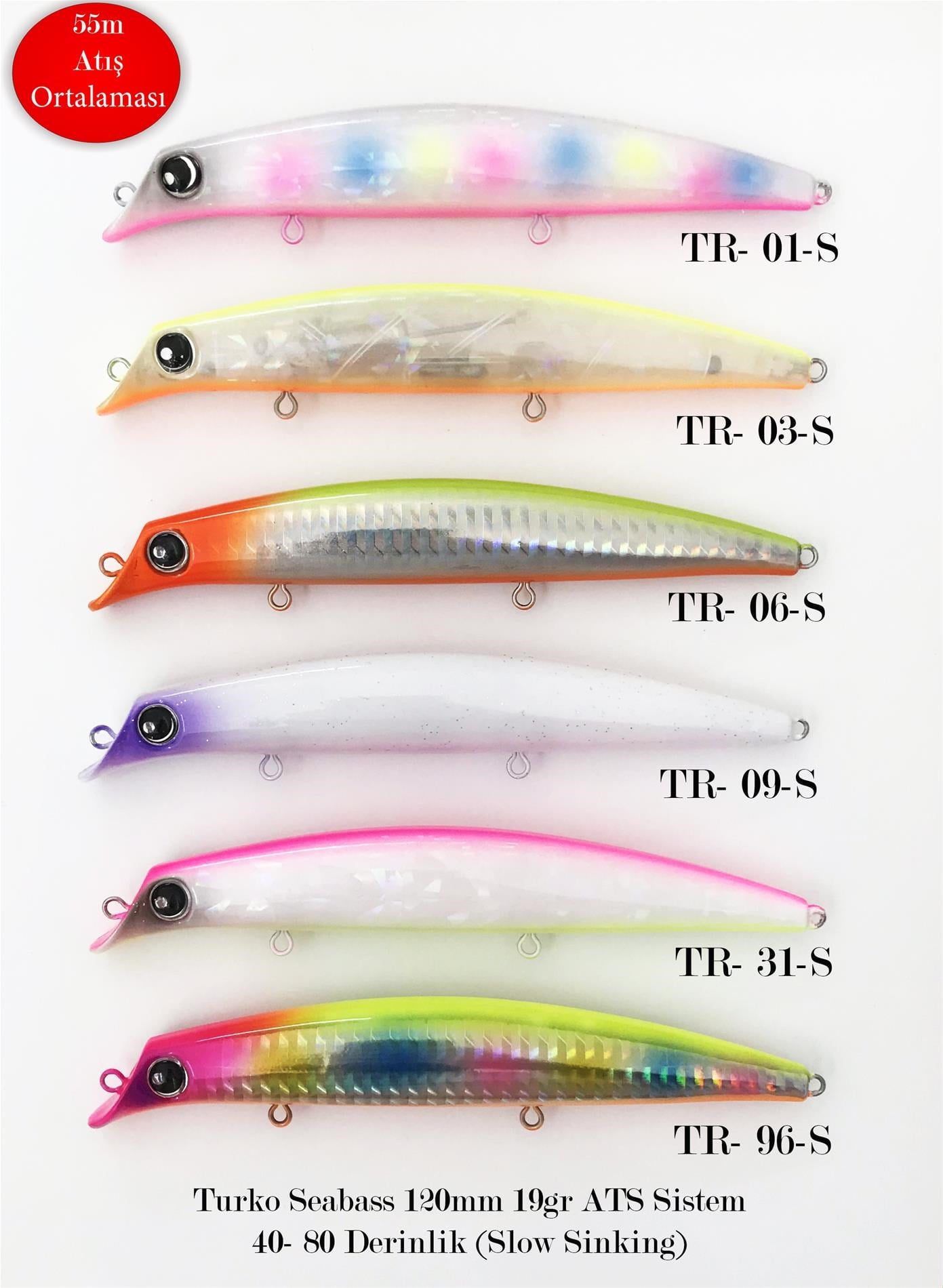 TURKO SEABASS 120mm 19gr ATS SİSTEM RAPALA MAKET BALIK - RENK KODLARI - TR-03-S