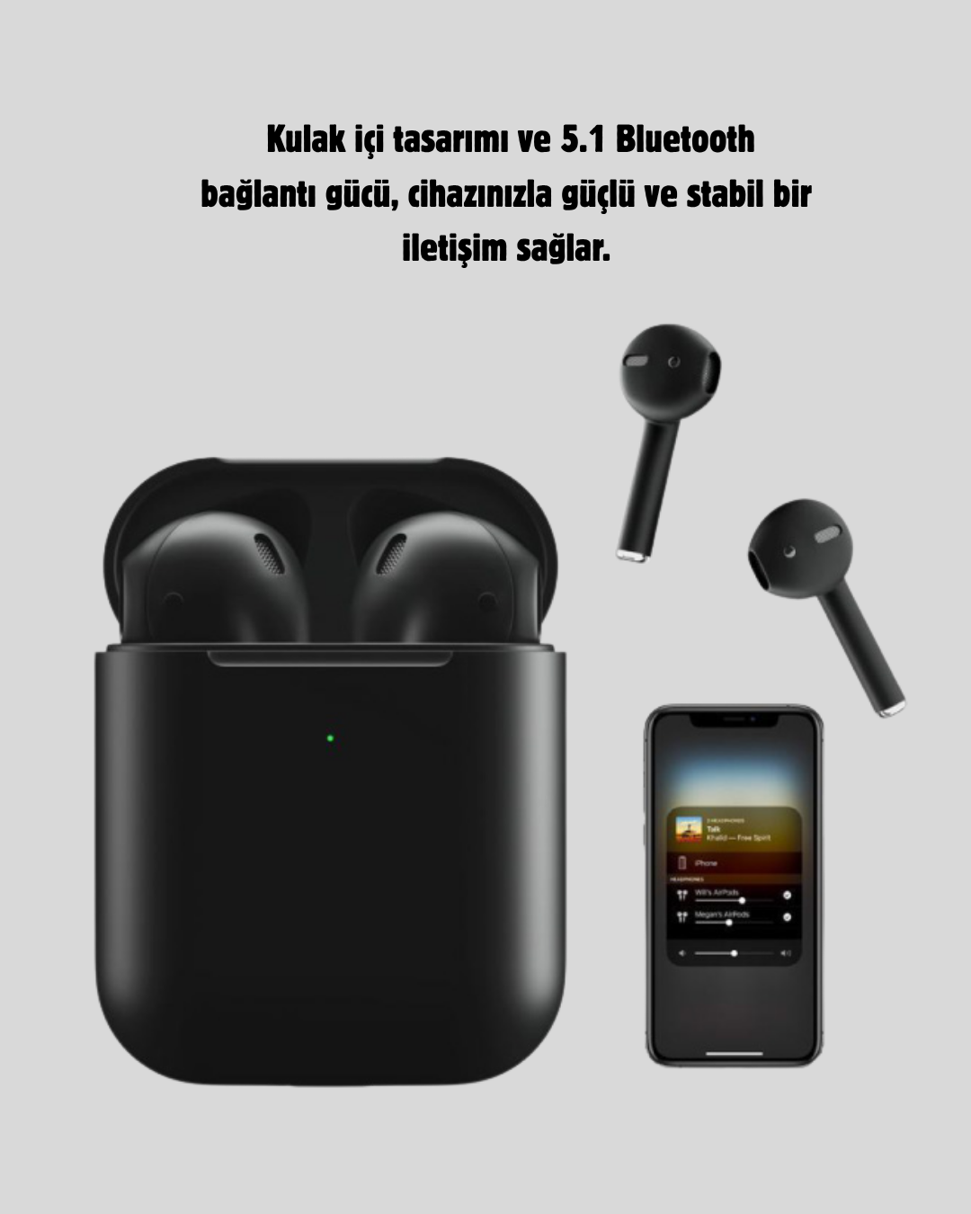 Tws Pro 5 Kablosuz Kulaklık – Bluetooth 5.1, Gürültü Engelleme, Uzun Pil Ömrü