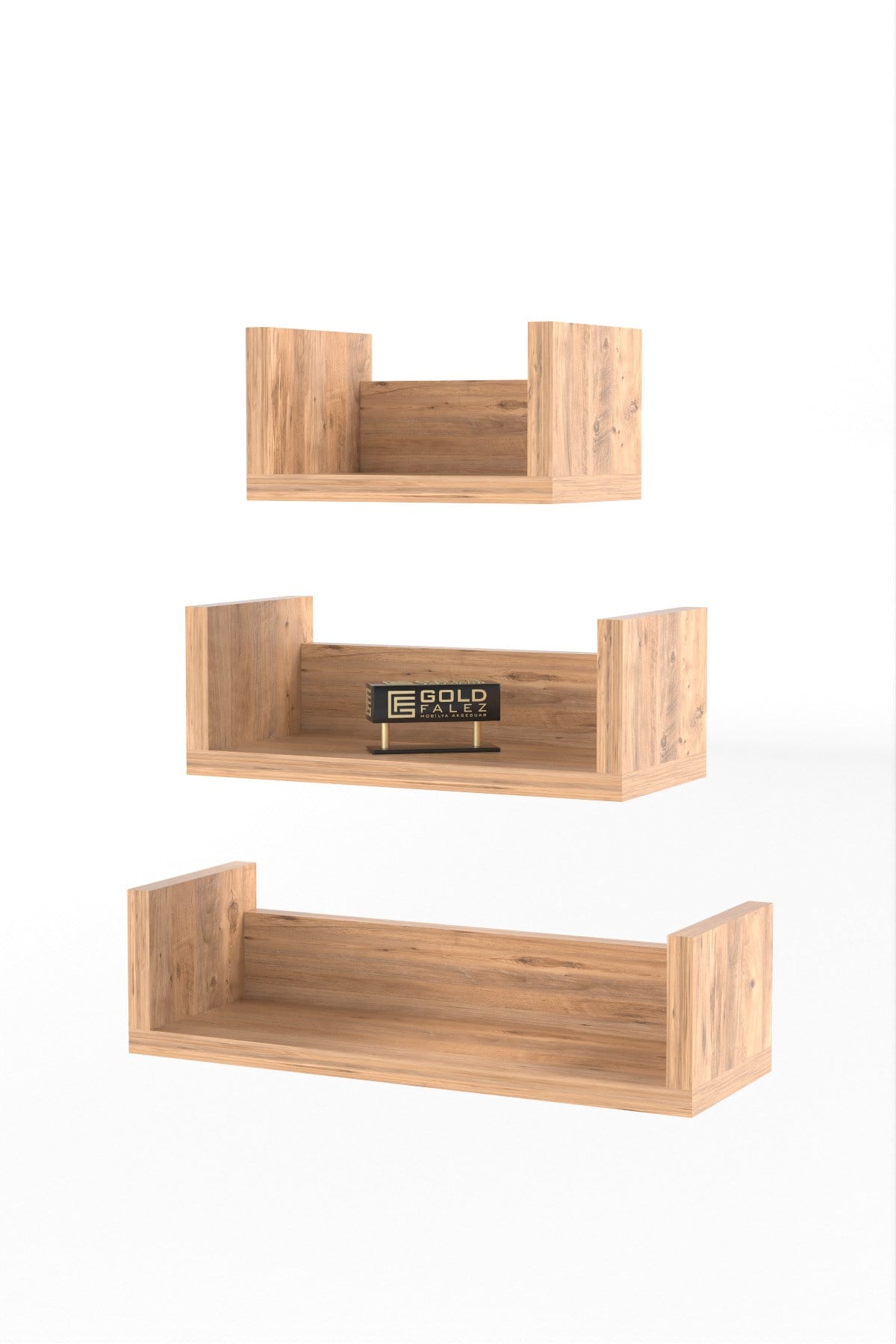 U Duvar Rafı Ceviz 43 cm