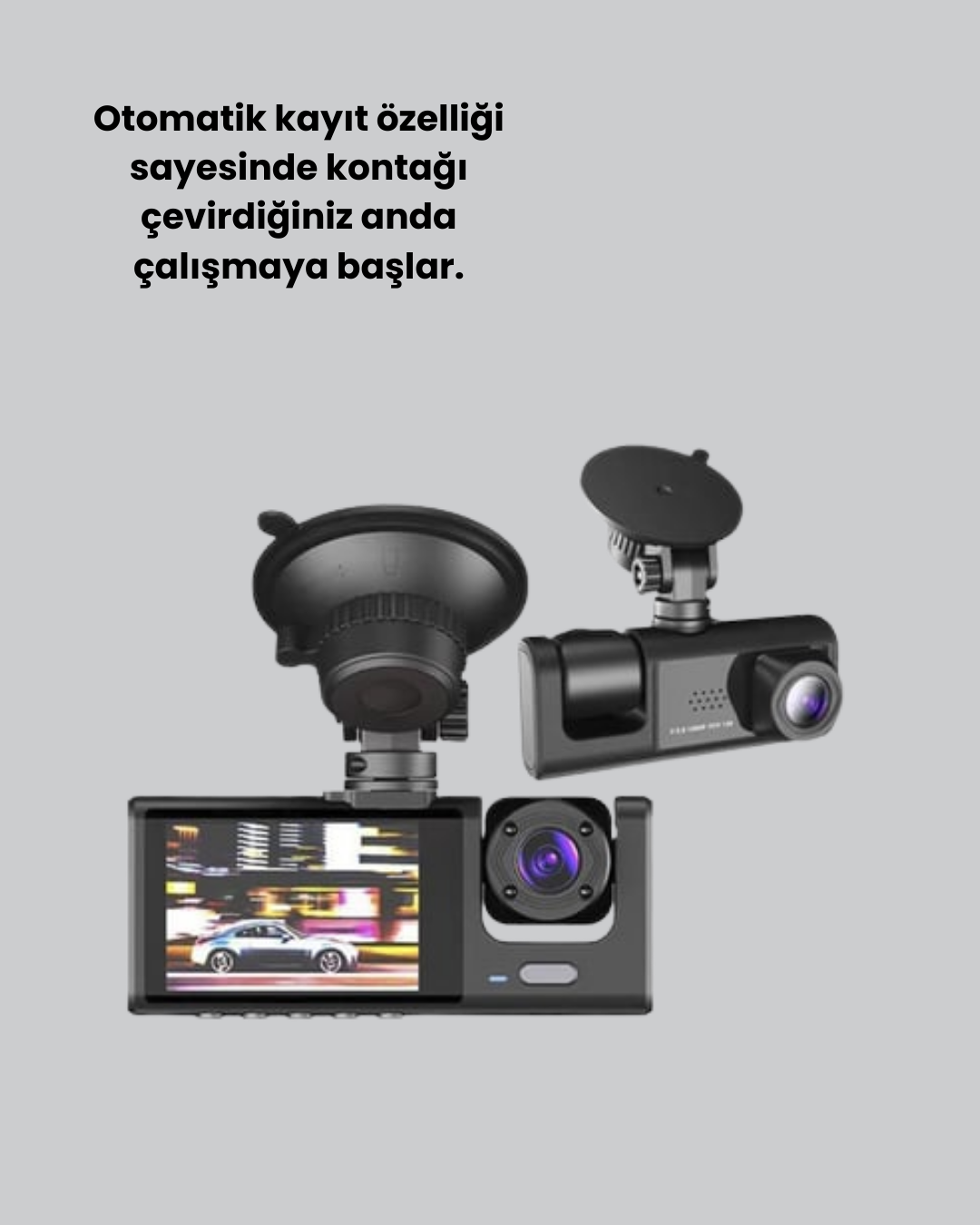 Üç Kameralı Araç Kamerası Full HD Gece Görüş  G-Sensör