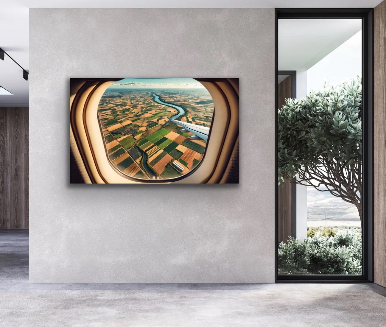 Uçak Penceresi Manzara Kanvas Tablo 100x160cm