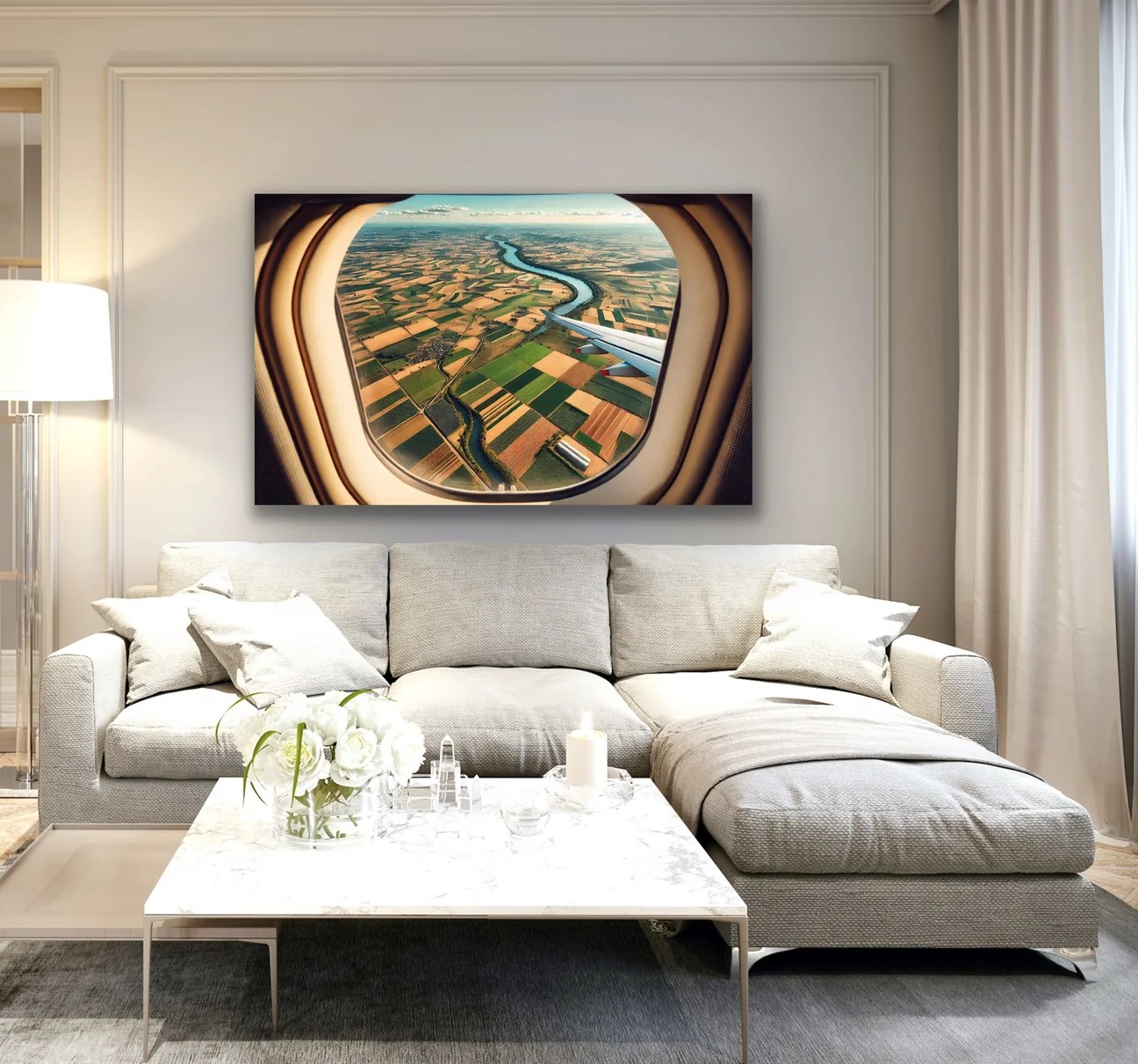 Uçak Penceresi Manzara Kanvas Tablo 100x160cm