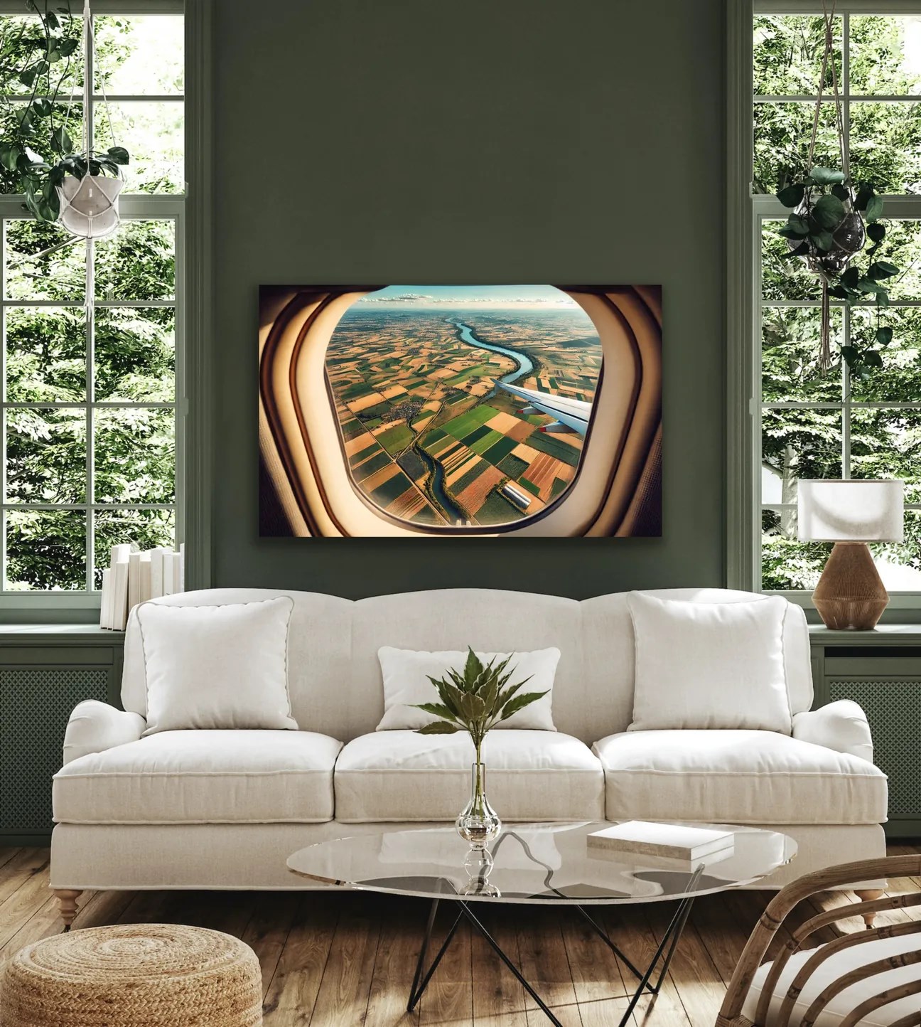 Uçak Penceresi Manzara Kanvas Tablo 100x160cm