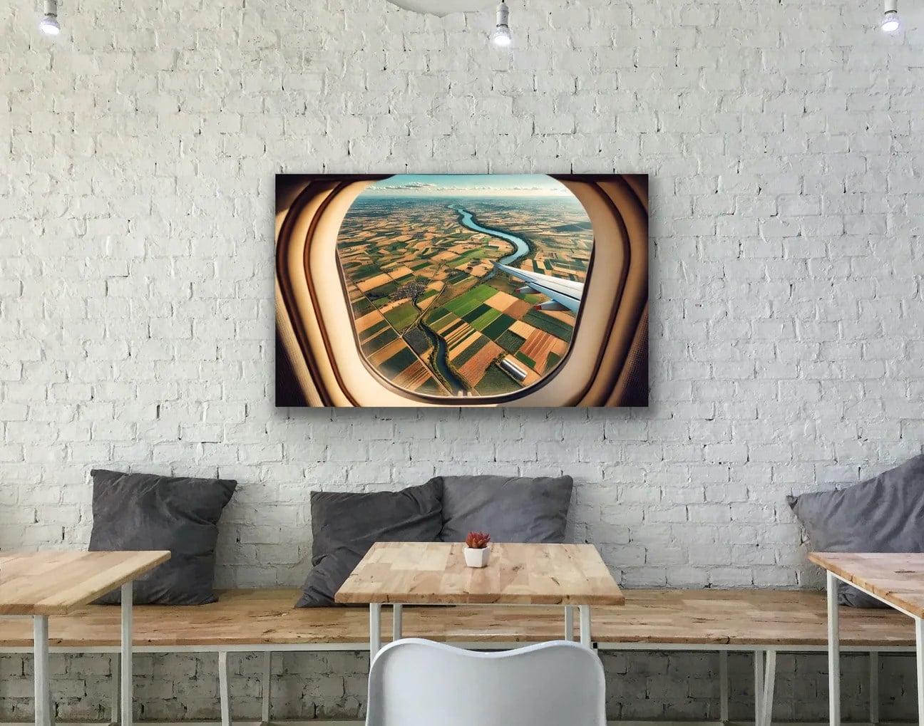 Uçak Penceresi Manzara Kanvas Tablo 100x160cm