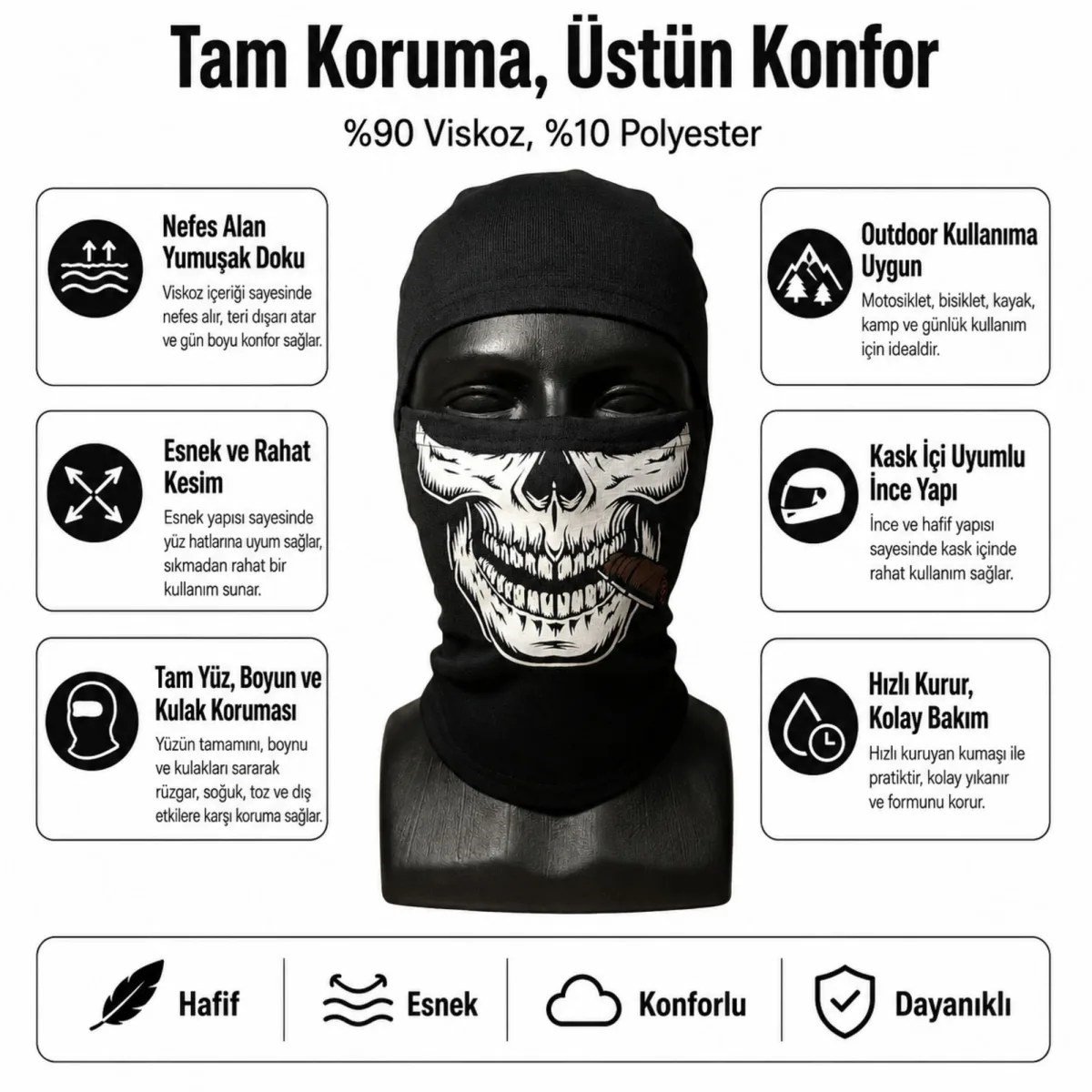 Unisex Kuru Kafa Puro Baskılı Balaklava 1 Adet Tek Beden Viskoz Kask İçi Outdoor Maske