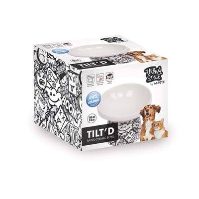 Urban Style Seramik Kedi Mama ve Su Kabı Siyah Beyaz 150 Ml 10,5x10,6x8 Cm