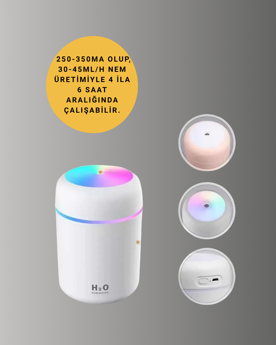 USB Girişli Taşınabilir Mini Nemlendirici 300ml Su Hazneli