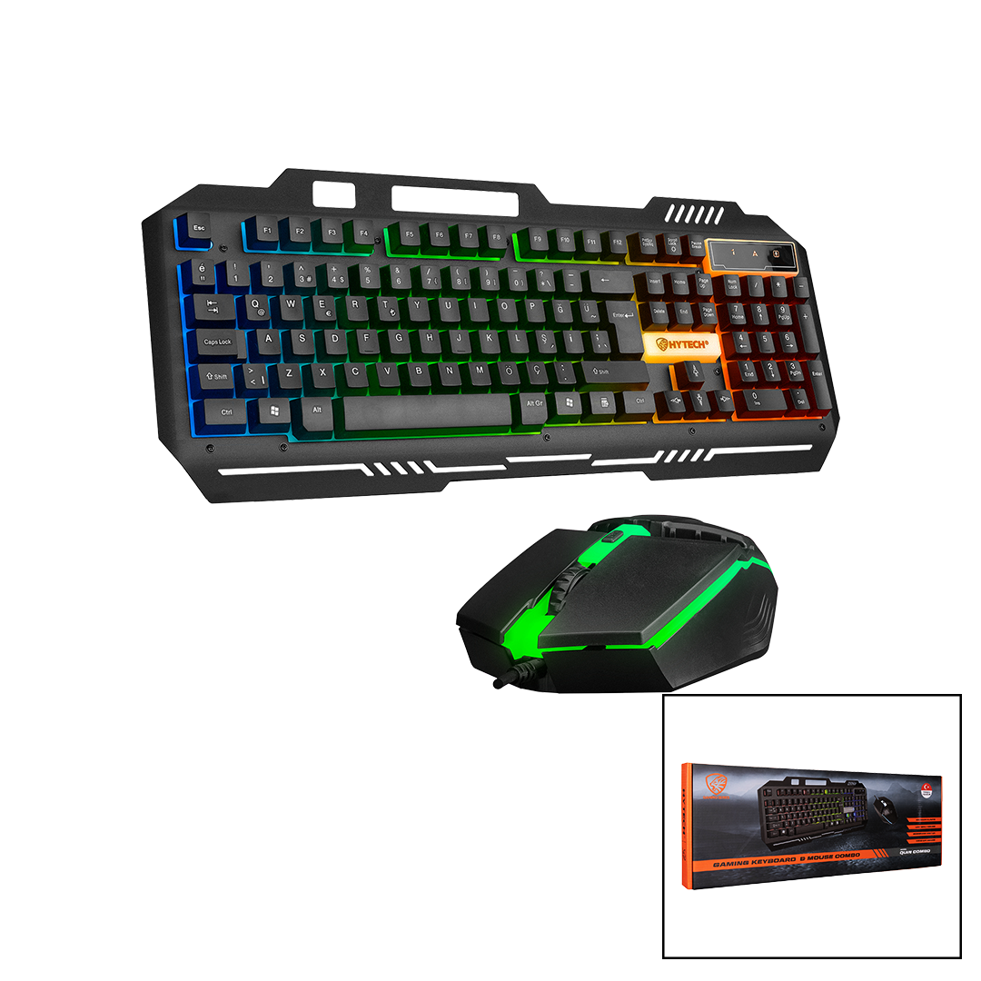 USB Kablolu RGB (Gökkuşağı) Işıklı Klavye ve Mouse Seti - 150 cm