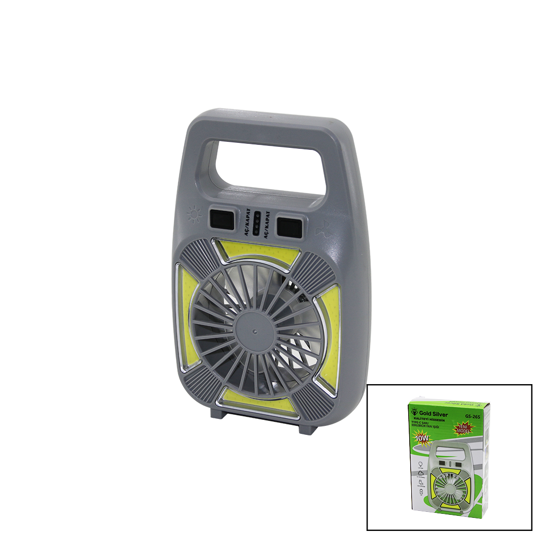 USB Şarjlı 2in1 Mini Fan ve Fener 10W ? 2 Kademe, Su Geçirmez, Taşınabilir