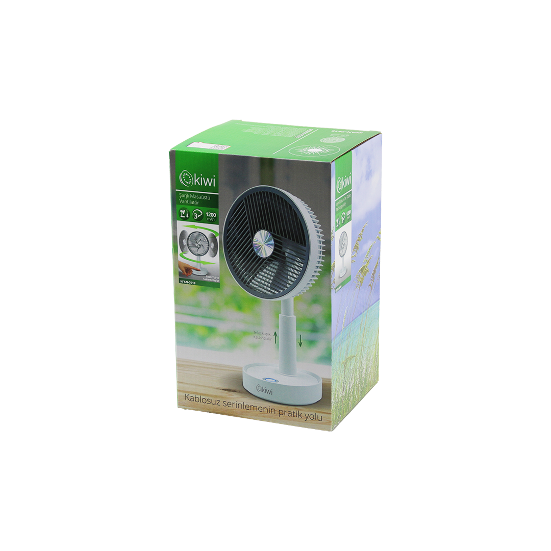 USB Şarjlı Masaüstü Vantilatör 13 cm - 3 Kademe, Ayarlı Yükseklik