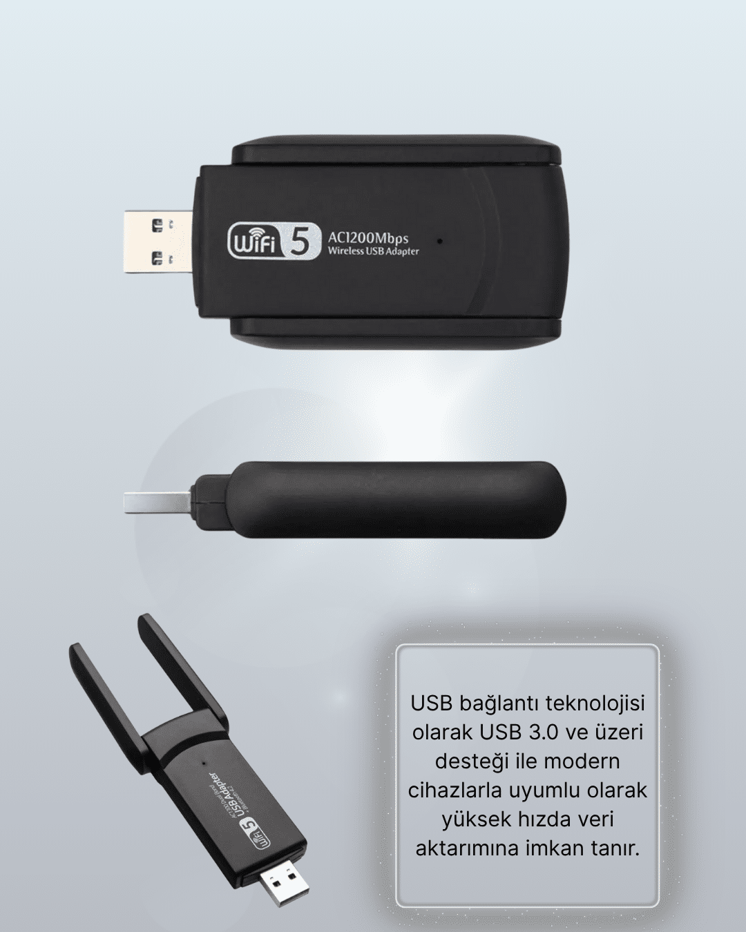 USB WiFi Adaptör – 1200 Mbps Hız
